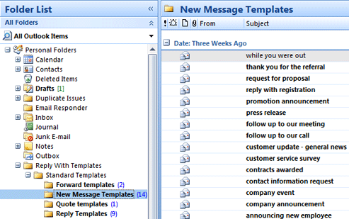 Microsoft Outlook email templates